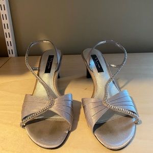 Sparkle strap silver kitten heel